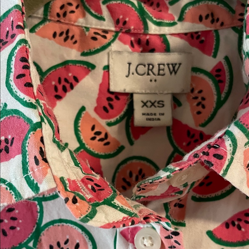 J. Crew Sleeveless Watermelon-Print Collared Blouse - Pink & White - Picture 4 of 10
